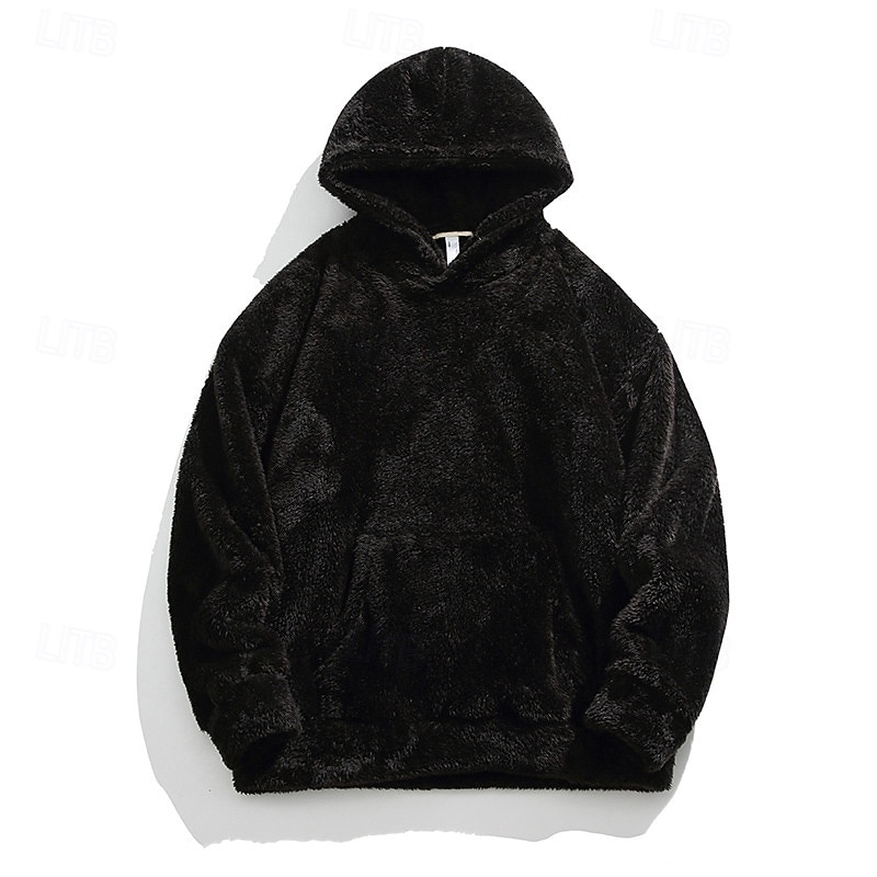 Men's Fleece Sweatshirt Fleece Hoodie Thermal Sweatshirt Long Sleeve Hooded Top Outdoor Thermal Warm Winter Polyester Dark Grey Black White Tennis Workout Running3