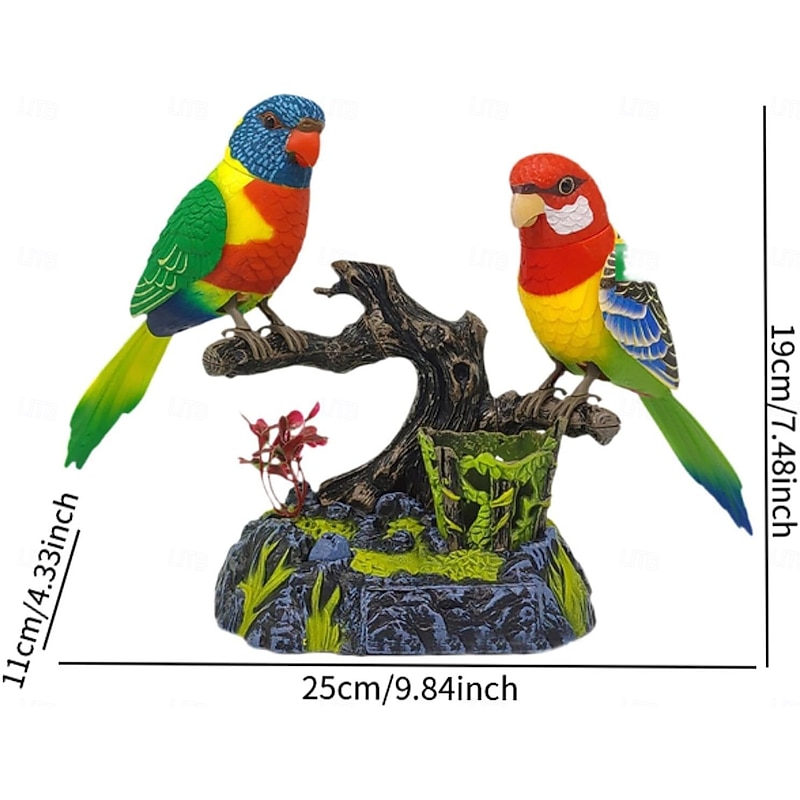 Sound Activated Chirping Bird,Interactive Toy, Eelctric Birds Talking Parrots Electronic Pets Office Home Decoration  Pen Holders Kids Toys3