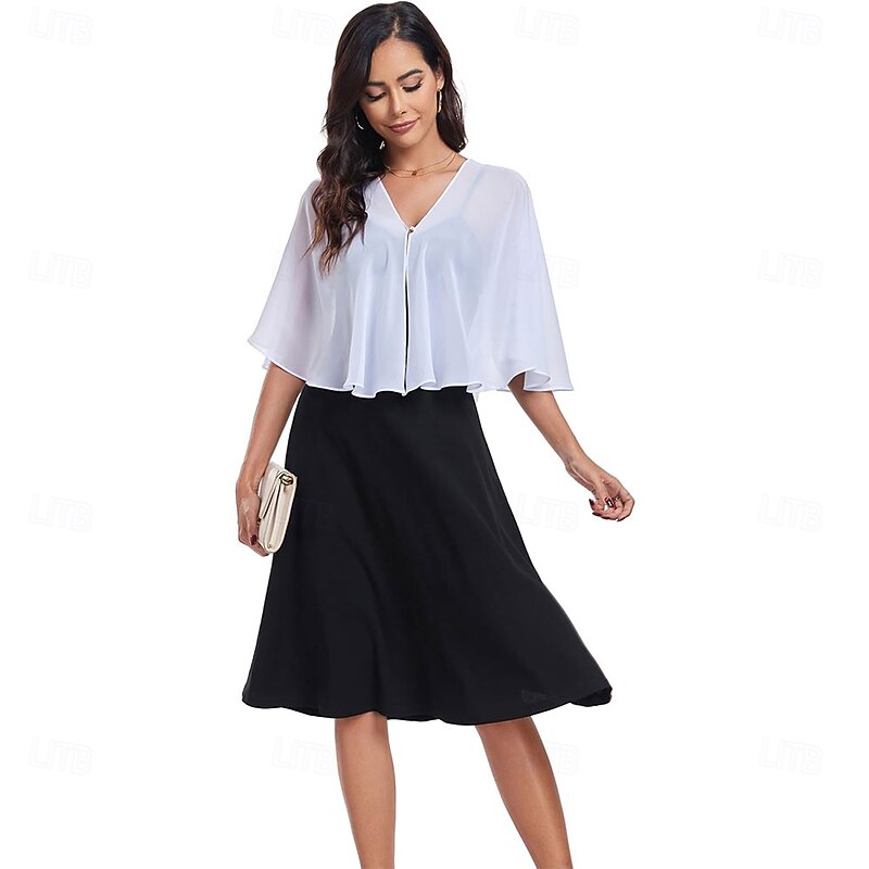 Sheer Shawls and Wraps for Formal Evening Party Chiffon V Neck Capelets for Women Wedding Guest Shawl3