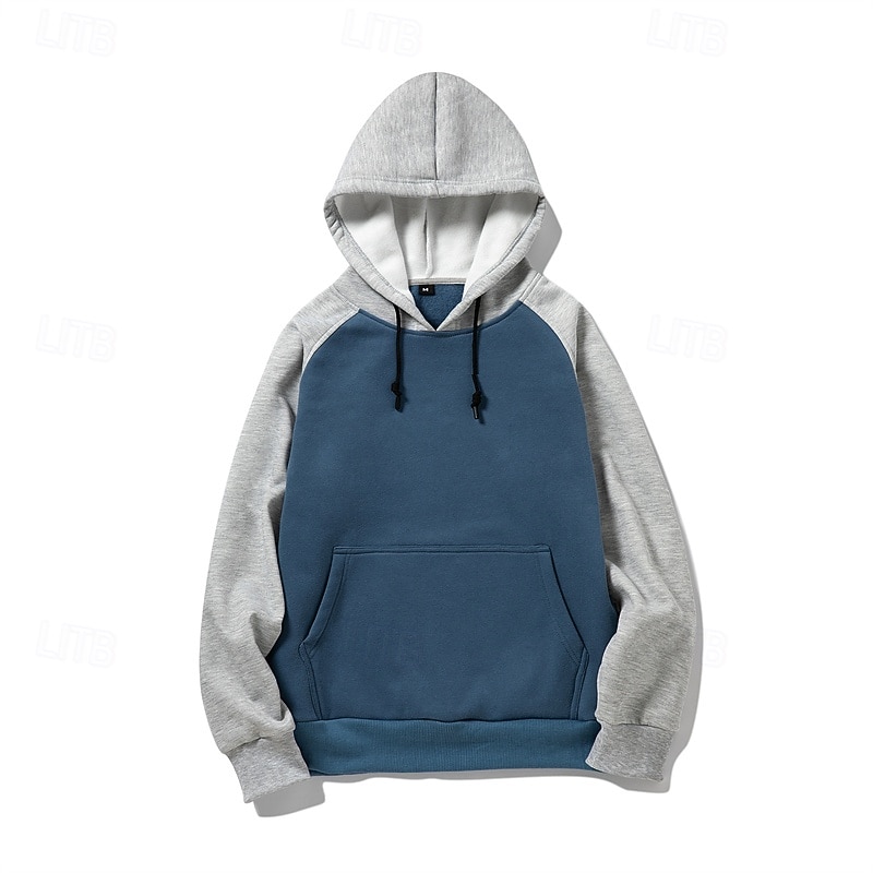Men's Hoodie Fleece Hoodie Black Yellow Red Blue Orange Hooded Color Block Drawstring Patchwork Pocket Sports & Outdoor Daily Holiday Polyester Streetwear Basic Casual Fall Winter Clothing Apparel3