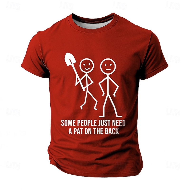 Mens Olive Green Dark Humor Graphic T-Shirt - "Some People Just Need a Pat on the Back" Shovel Design3