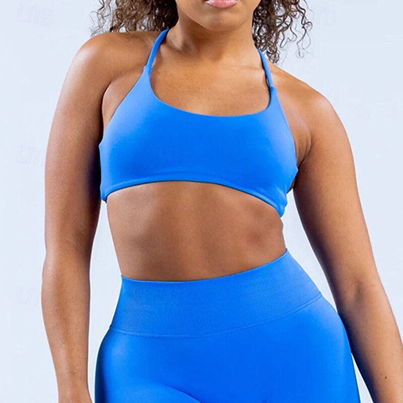 Women's Workout Tank Tops Sports Bra Underwear Medium Support Breathable Criss-Cross Back Solid Color Sport Activewear Wine Red Black Gym Workout Athletic2