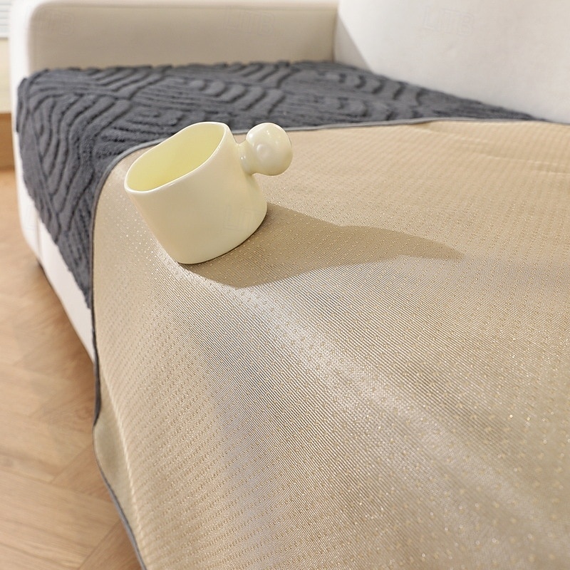 Sofa Cushion Cover - Solid Color Luxury Plush Velvet Slipcover, Non-Slip Soft Padding Protector for Modern Couches (All Seasons)4