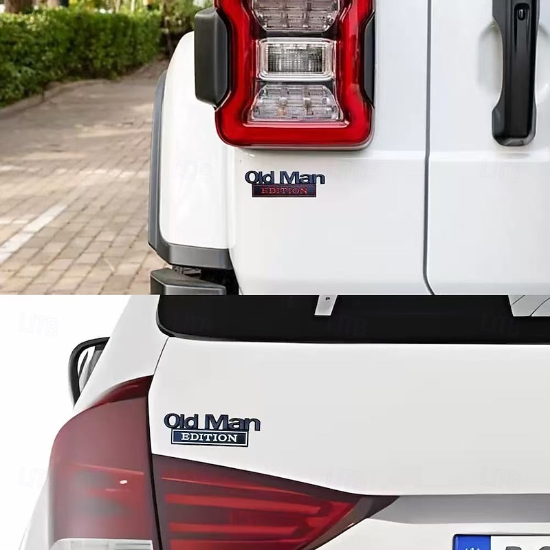 2pcs Old Man Edition Car Emblem Badge – Funny 3D ABS Replacement Fender Decal for Cars, Trucks, SUVs – Cool Elder Style Motorcycle Mudguard Stickers, Durable Door Trim Decoration4