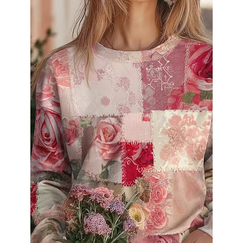 Women's 3D Print Vintage Boho Hoodie Patchwork Hoodie Sweatshirt Floral Pullover Sweatshirt Floral Vintage Graphic Warm Active Vintage Long Sleeve Street Dailywear Casual Pink Spring Fall Winter2