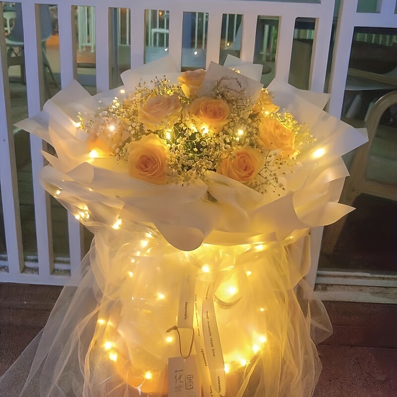 30 Pcs 2M/7FT 20 LED Beams Fairy String Lights Halloween Christmas Valentine's Day Wedding Party Indoor and Outdoor Atmosphere Decoration Lights DIY Gift Decoration Copper Wire Light String LR44 * 33