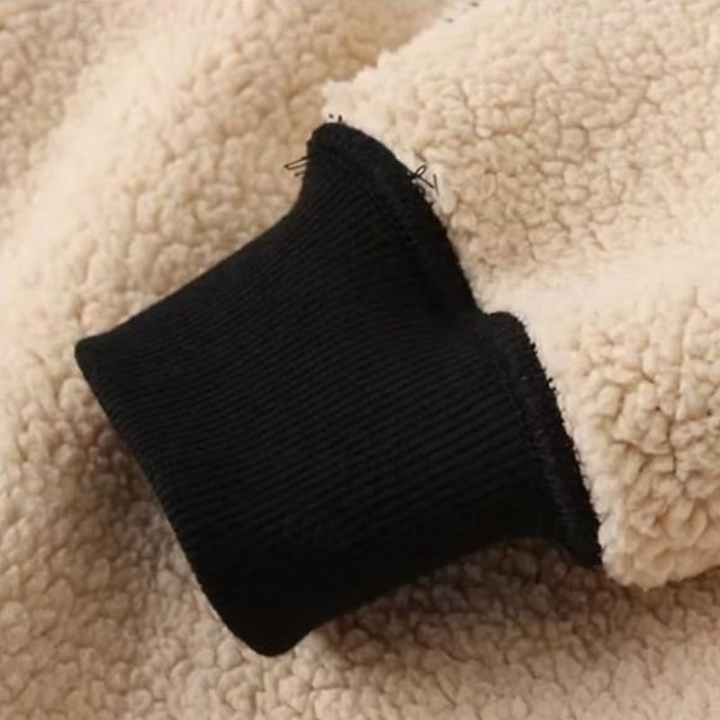 Men's Fleece Hoodie Sherpa Fleece Hoodie Apricot Black Orange Brown Green Hooded Plain Letter Graphic Prints Drawstring Casual Daily Going out Polyester Streetwear Casual Fall & Winter Clothing3