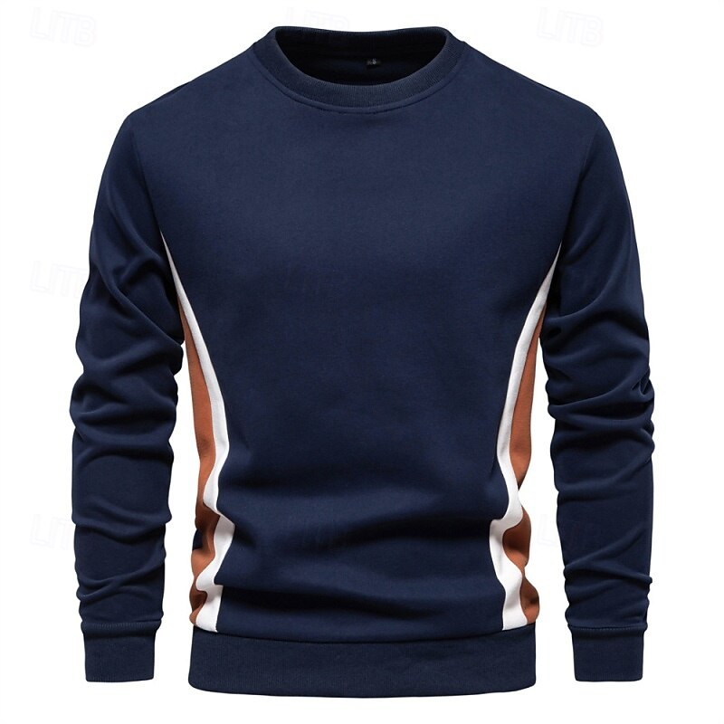 Men's Sweatshirt Pullover Hoodie Sweatshirt Pullover Apricot Denim Blue Black Yellow Navy Blue Crew Neck Plain Patchwork Color Block Sports & Outdoor Casual Daily Streetwear Cool Sportswear Spring4