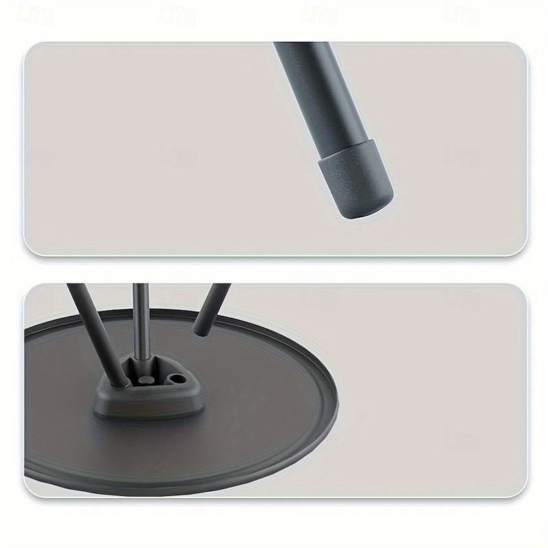 Portable Black Outdoor Table with Lamp Stand - Foldable, Iron Construction, Casual Style, Includes Storage Bag, Small Outdoor Table4