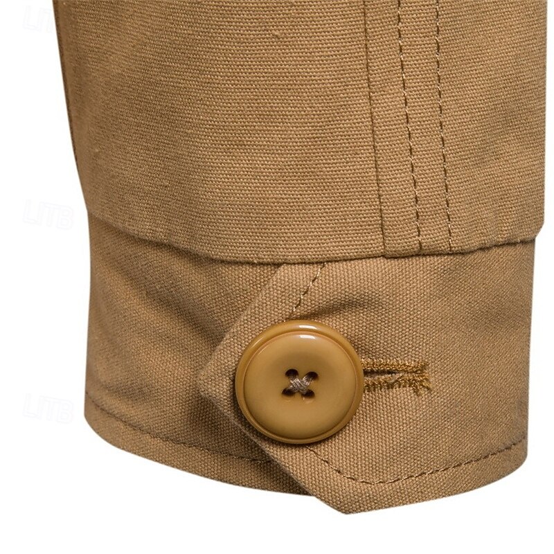 Men's Peacoat Trench Coat Vacation Daily Fall Winter Cotton Blend Thermal Warm Outerwear Clothing Apparel Fashion Classic Plain Pocket Hooded Zipper4