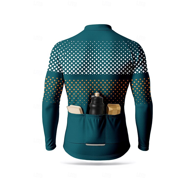 Men's Tops Cycling Jersey Ombre Graphic Geometric Long Sleeve Bike Jersey Top with 3 Rear Pockets Mountain Bike MTB Road Bike Cycling Sun Sun Protection Sunscreen Quick Dry Sports Green Clothing2