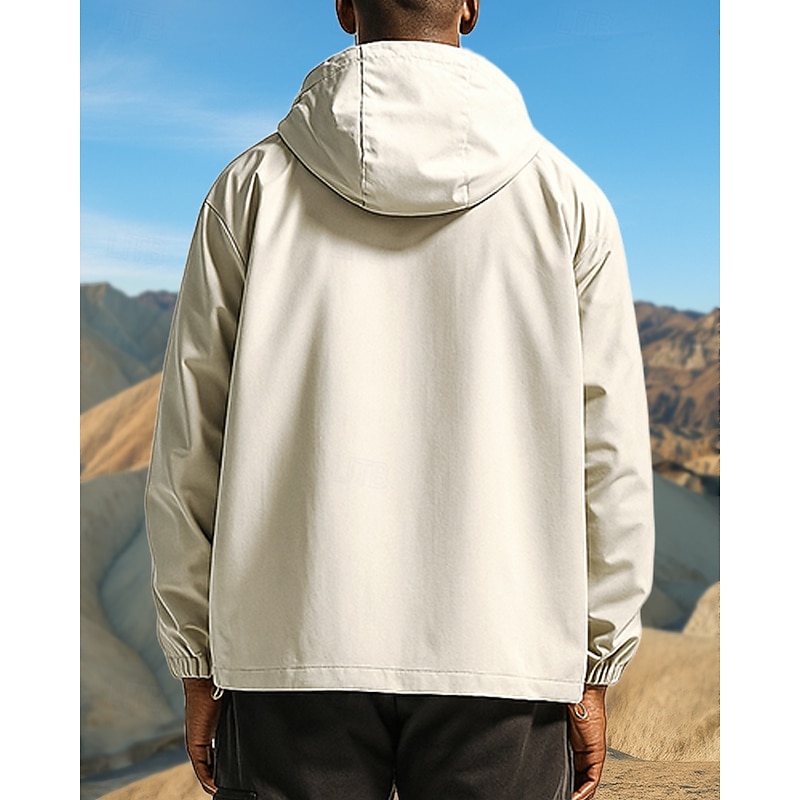 Men's Windbreaker Softshell Jacket Hiking Jacket Outdoor Waterproof Windproof Hiking Outfits Hiking Clothes Spring Autumn / Fall Top Camping / Hiking / Caving Running Solid Color Black White Red2