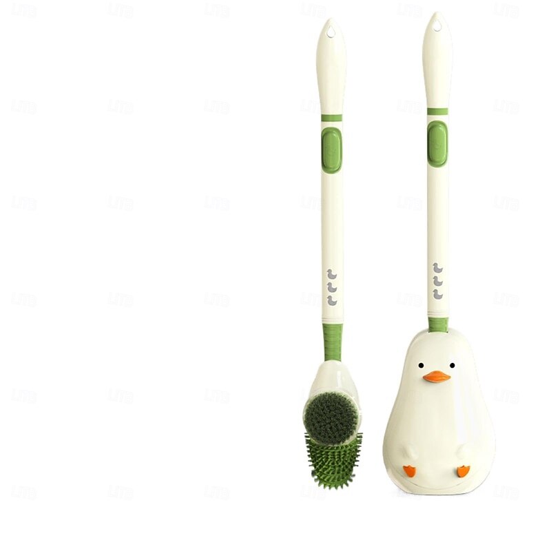 Cartoon Duck Plus Liquid Spray Toilet Brush Household Cleaning No Dead Angle With Base Wall-Mounted Long Handle Toilet Brush2