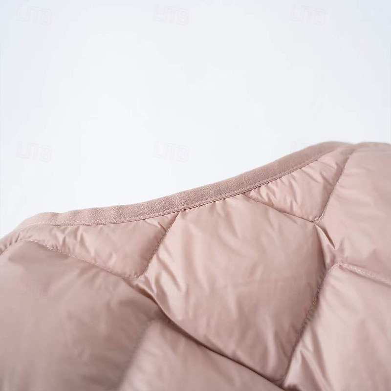 Women's Down Jacket Warm Comfortable Buttons Casual Plain Holiday Casual Daily Weekend Single Breasted Regular V Neck Regular Fit Long Sleeve Outerwear Pink Dark Green Khaki Fall Winter4