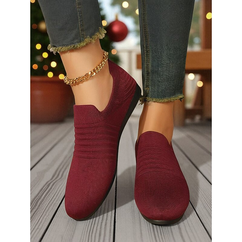 Women's Slip-On Flyknit Sneakers – Lightweight Breathable Casual Shoes for Walking, Travel, Christmas and Everyday Wear2