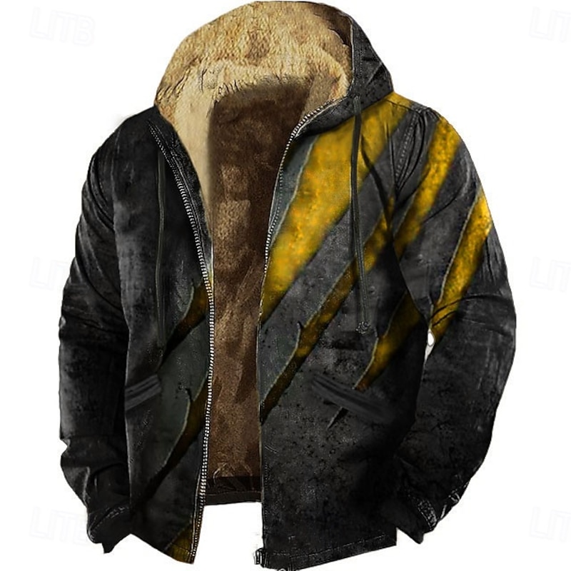 Halloween Men's Gothic Horror Claw Marks Fleece Hoodie Sweatshirt Gothic Vintage Retro Long Sleeve Crew Neck Outdoor Streetwear Yellow Red Drawstring Fall Winter Designer4