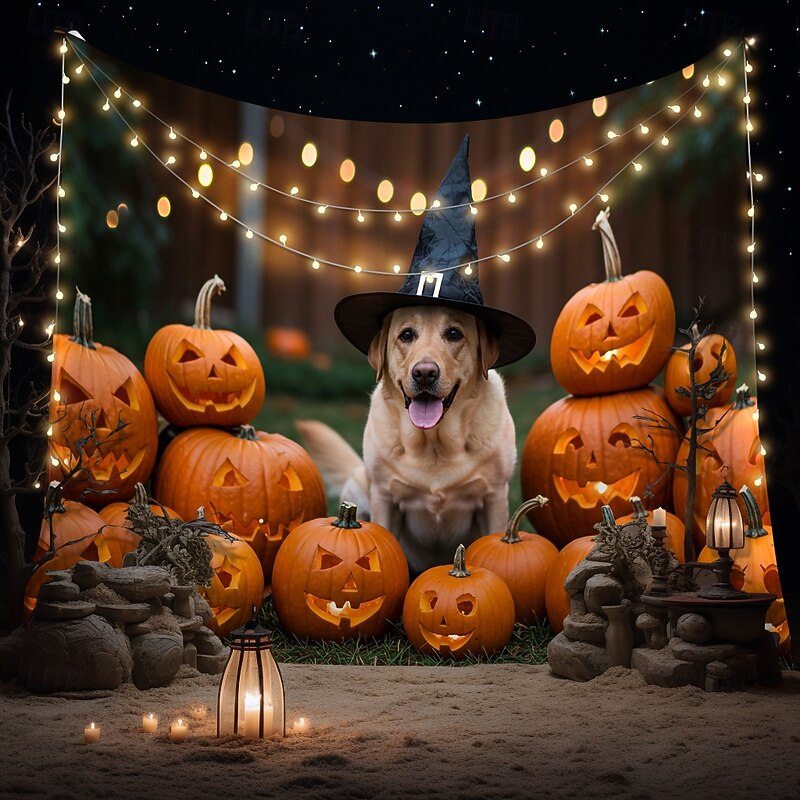 Halloween Tapestry Banners Blanket Pumpkin Dog 3D Dark Punk Gothic Style Party Dorm Shooting Backgrounds Home Decor3