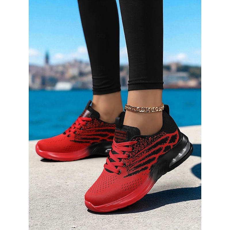 Women's Flyknit Running Sneakers – Lightweight Lace-Up Athletic Shoes for Gym, Jogging and Street Style