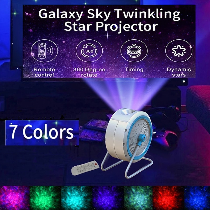 Music Starry Sky Projection Lamp Night Light w/ Bluetooth Speaker Remote Control