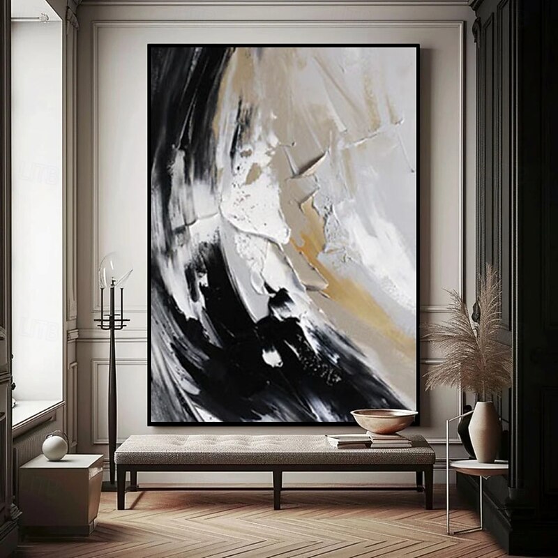 Handmade abstract oil painting Hand Painted ABSTRACT Oil Painting Wall Modern Fashion Abstract Black White Canvas Painting Home Decoration Decor Rolled Canvas Paingtings3