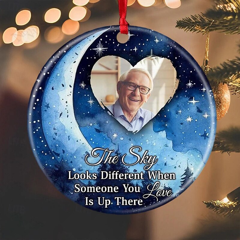 Personalized Christmas Photo Ornaments Custom Memorial Acrylic 2D Decor Christmas Tree Xmas Decoration Hanging Pendant Gifts4