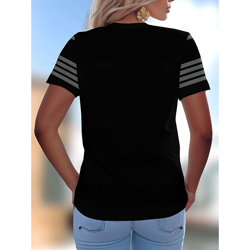 Women's T Shirt Graphic Animal Cat Vintage Stylish Classic Short Sleeve V Neck Regular Tops Daily Weekend Print Black Summer Spring Fall2