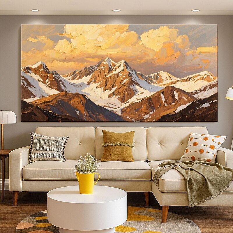 Abstract Golden Mountain Oil Painting On Canvas, Large Wall Art, Original Gold Wall Decor Custom Painting Minimalist Living Room Home Decor2