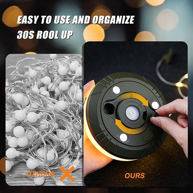 Camping Lights String, 4 in 1 Outdoor String Lights with 8 Lighting Modes Portable Retractable Camping String Lights for Outdoor Hiking Garden Party Festival Decor4