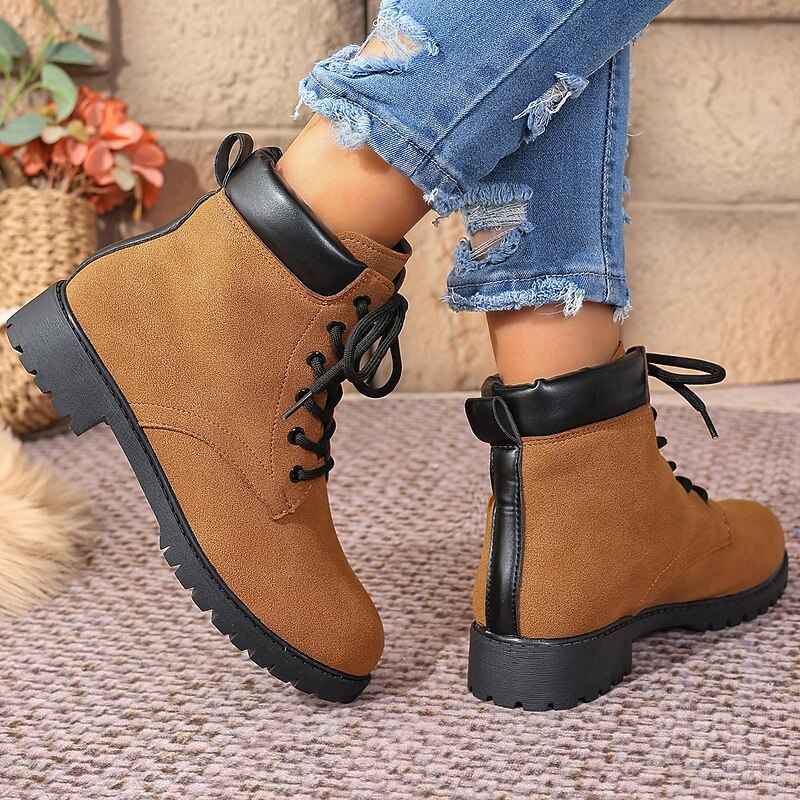 Women's Grey Lace - Up Martin Boots - Stylish & Comfortable Ankle Boots for Daily Wear2