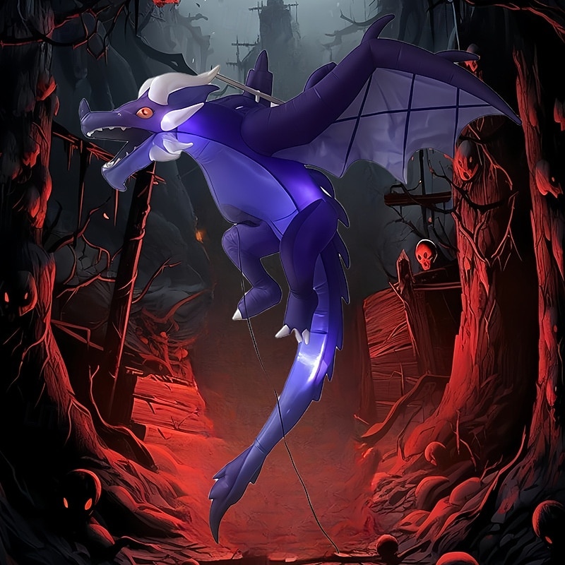 1 Pc 1.9M/6.23FT Halloween LED strip light dinosaur inflatable air model indoor and outdoor courtyard garden lawn party dance party Halloween festive atmosphere decoration light EU/US/UK/AU Plug3