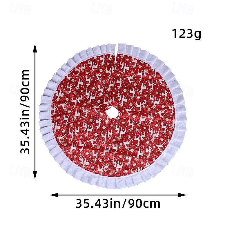 Christmas Tree Skirt Snowflake Reindeer Design Holiday Tree Mat Seasonal Decoration Rug for Home Christmas Display Festive Party Scene Setting Accessory4