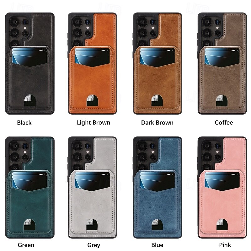 Phone Case For Samsung Galaxy S25 S25 Edge S24 Ultra Plus S24 FE Back Cover Magnetic Kickstand Card Slot Retro TPU PU Leather