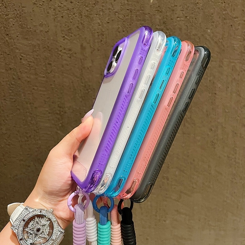 Phone Case For iPhone 17 Pro Max 17 Air 16 15 14 Pro Max Plus 13 Pro Max Back Cover with Wrist Strap Shockproof Retro Silicone4