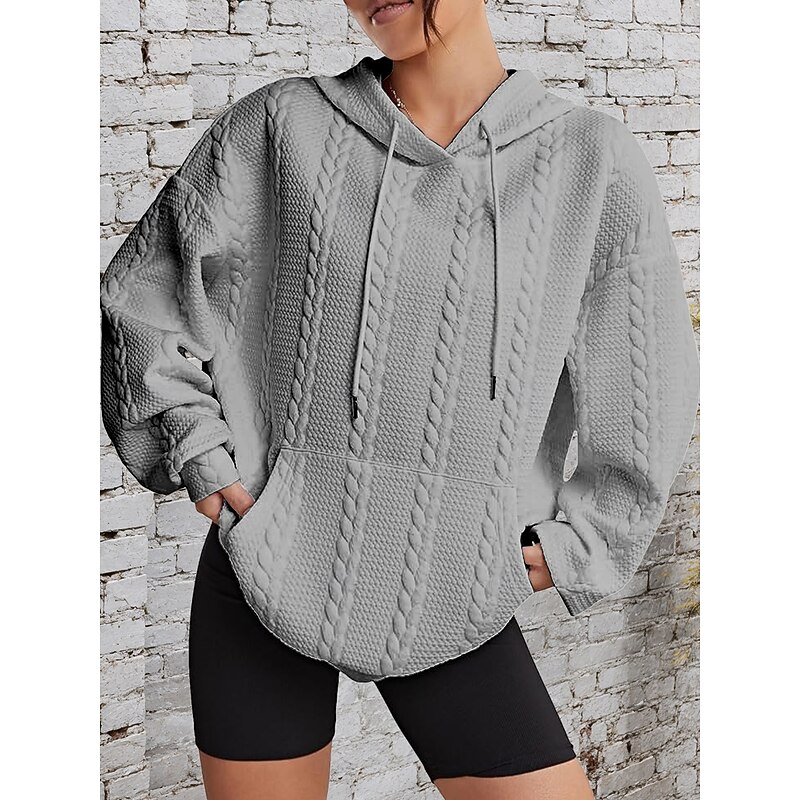 Women's Hoodies Sportswear Casual Long Sleeve Hooded Regular Tops Casual Sports Drawstring Front Pocket Black White Pink Gray Fall Winter4