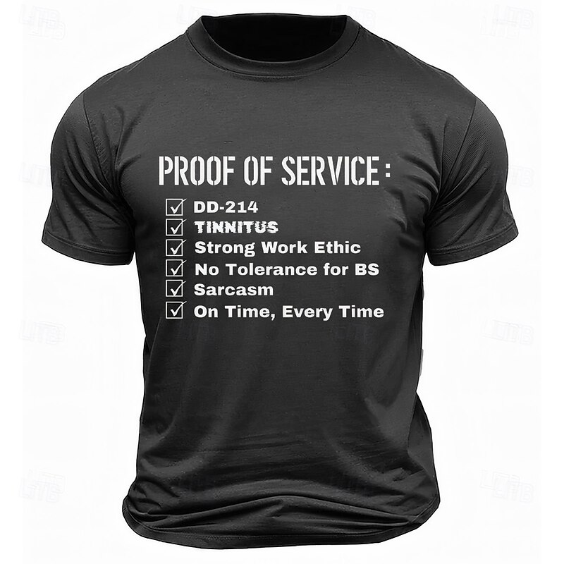 Men's Proof Of Service DD-214 T Shirt Short Sleeve T shirt 3D Print Crew Neck Shirt Daily Military Street Daily Black Red Blue Summer Spring Clothing Apparel4