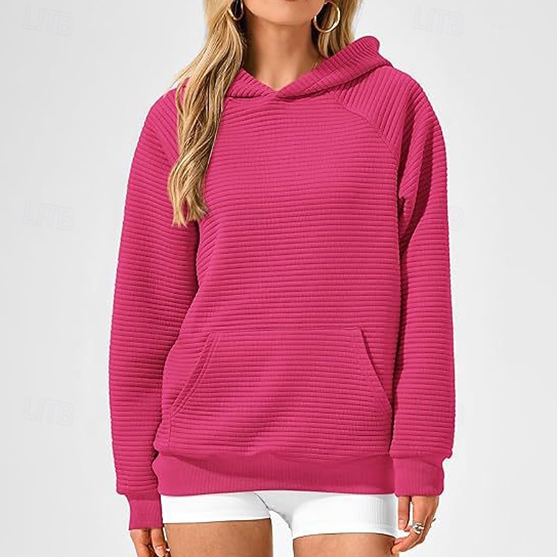 Women's Casual Sweatshirt Pullover Hoodie Hooded Long Sleeve Top Athleisure Solid Colored Fashion Casual Cycling Running Sportswear Activewear Black Pink Blue