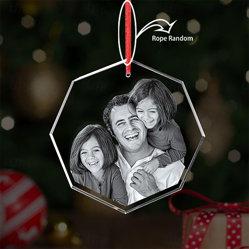 Personalized Christmas Photo Ornaments Customized Acrylic Photo Octagon Wall Hanging Modern Design Gift for Husband Wife Family Friends, Ideal Home & Office Decoration2