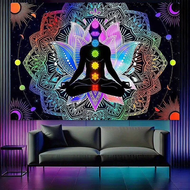 Tapestry Blanket Wall Hangings Seven Chakra Yoga Meditation Mandala Vintage Ethnic Colorful Bedroom Living Room Dorm Home Decor4