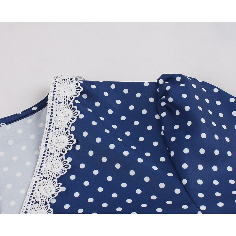 Elegant Vintage 1950s Midi Dress Fit and Flare Polka Dot V Neck Fancy Dress Women's Christmas Valentine's Day Masquerade Party Casual Adults Dress Belt Spring & Summer4