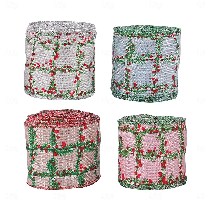 Christmas Buffalo Plaid Ribbon, Creative Decorative Bow, Festive Ribbon Roll, Gift Wrap Accessory, Holiday Craft Supplies, Christmas Tree Decoration4