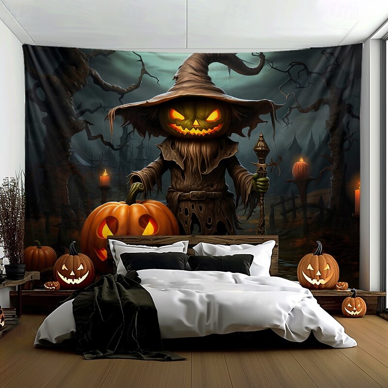 Halloween Tapestry Banners Blanket Pumpkin Scarecrow Fantasy Dark Punk Gothic Style Party Dorm Shooting Backgrounds Home Decor4