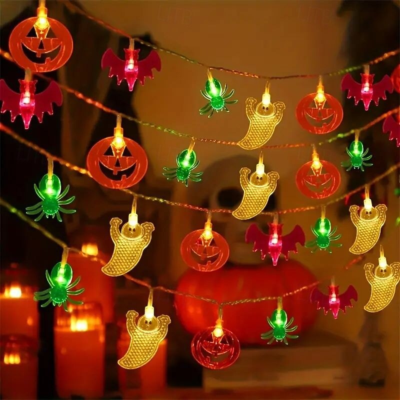 Halloween Spider Pumpkin Bat LED String Lights 1.5m 10LEDs Battery Powered Halloween Party Balcony Garden Porch Room Indoor Outdoor Decoration4