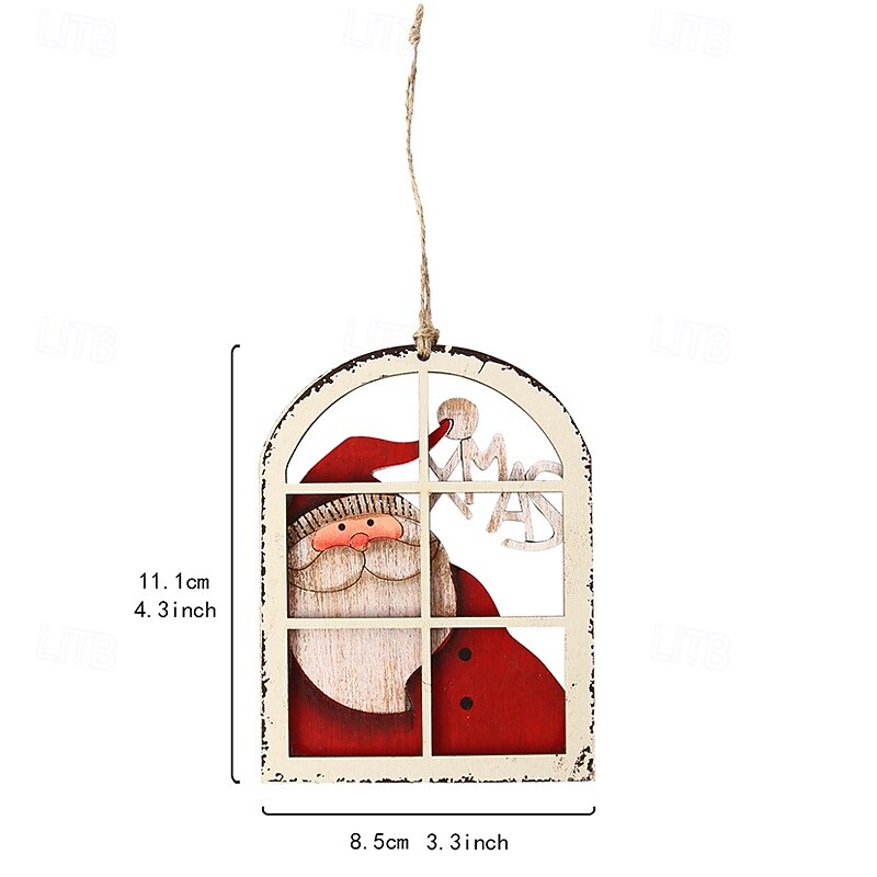 1pc Christmas Wooden Ornament 5.8 Inch Santa Claus and Snowman Wooden Printed Hanging Sign Cozy Indoor Christmas Decoration for Holiday Decor and Gifts2