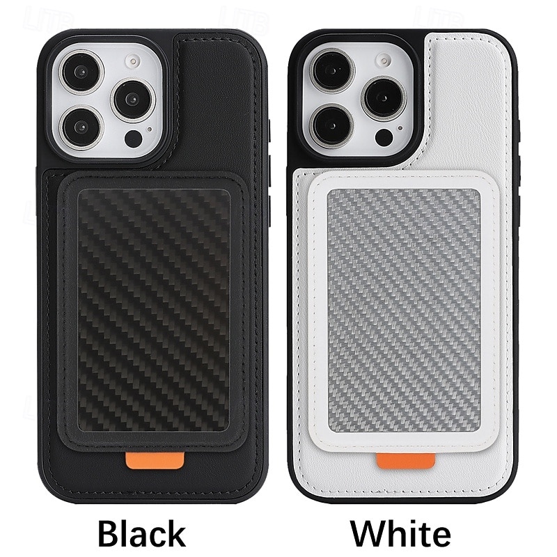 Phone Case For iPhone 17 Pro Max 17 Air 16 15 14 Pro Max Plus 16e 13 Pro Max Back Cover Magnetic Kickstand Card Slot Retro TPU Carbon Fiber