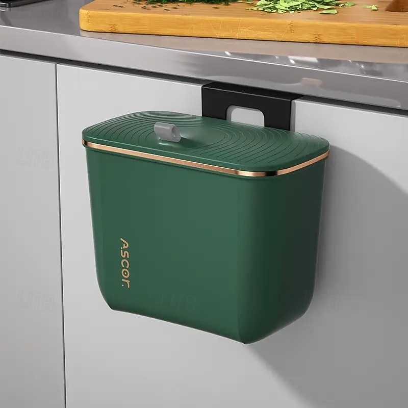 Wall-Mounted Rectangular Trash Can with Odor-Sealing Lid Large Capacity Durable Plastic Bin for Kitchen, Bathroom, Bedroom & Commercial Use2
