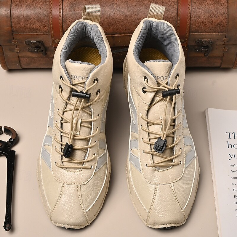 Men's Beige Outdoor Hiking Sneakers with Anti-Slip Sole and Breathable Design – Lightweight Trekking Shoes for Camping, Walking and Daily Wear3