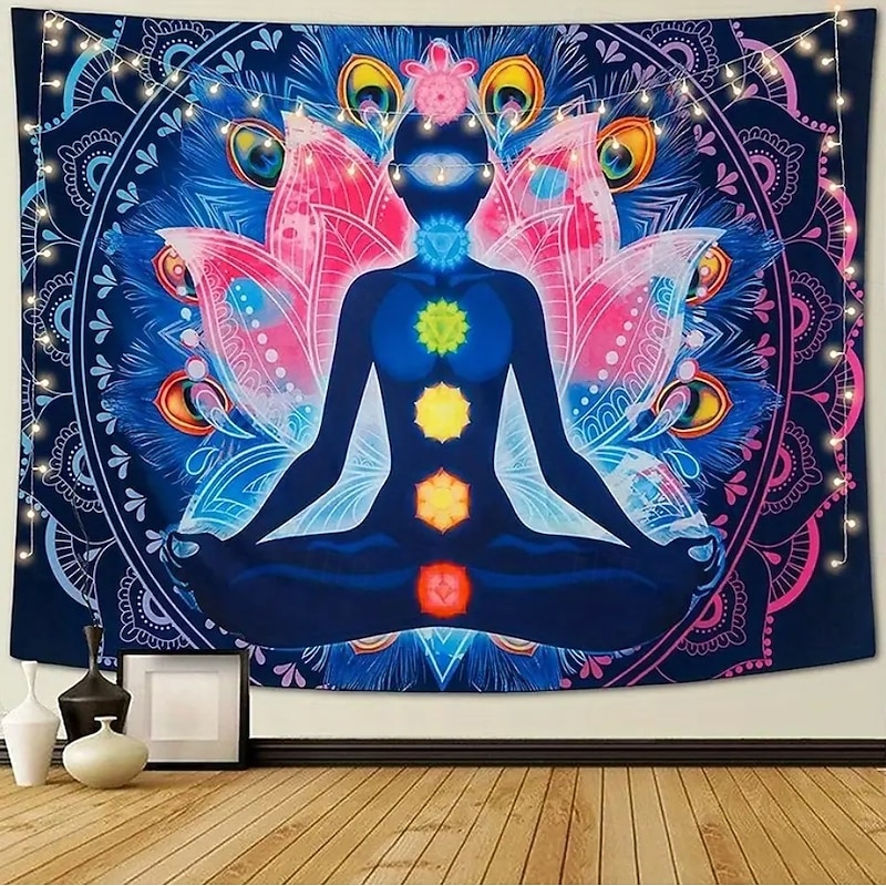 Tapestry Wall Hangings Yoga Meditation Flower Chakra Galaxy Lotus Mystic Outdoor Bedroom Living Room Dorm Home Decor3