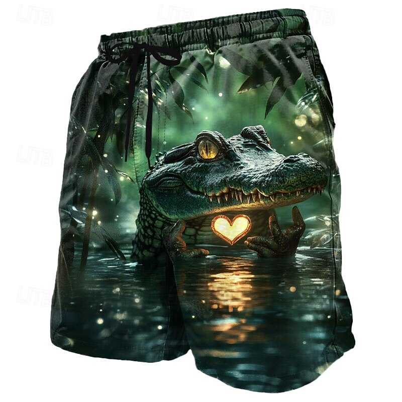 Men's Animal Crocodile Novelty Swim Trunks Swim Shorts Board Shorts Mid Waist Funny Outdoor Vacation Side Pockets Mesh Lining Elastic Drawstring Waist Designer Clothing Apparel2