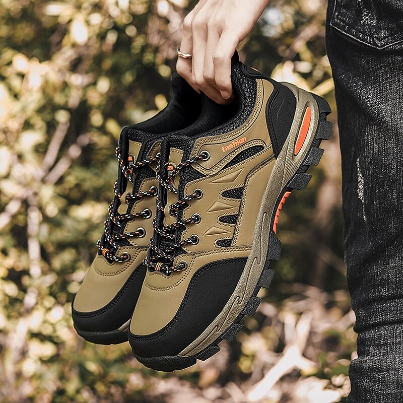 Men's Khaki and Black Outdoor Hiking Sneakers – Waterproof Trail Running Shoes with Cushioned Sole for Climbing, Camping and Daily Outdoor Wear3