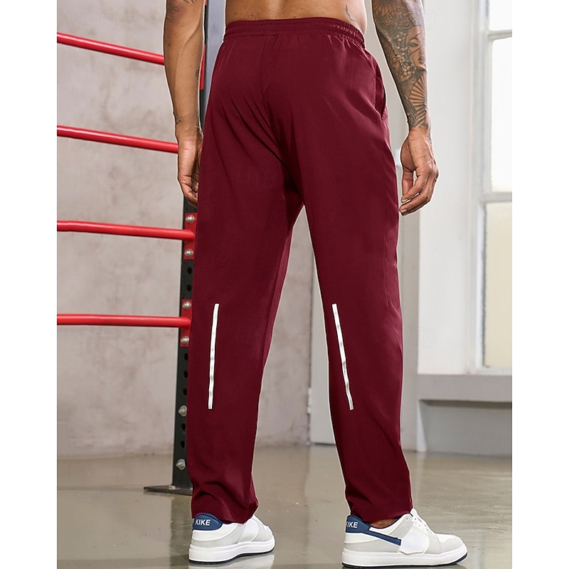 Men's Athletic Pants Trousers Casual Pants Running Pants Drawstring Pocket Elastic Waist Plain Comfort Sports Outdoor Daily Fashion Casual Black Wine Micro-elastic4
